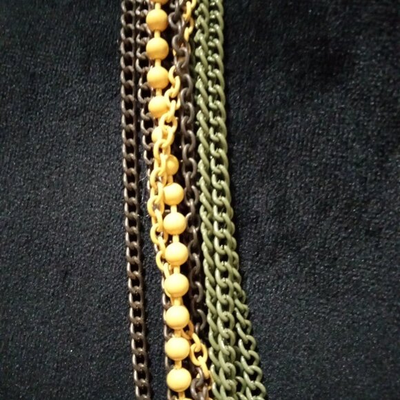 Women's Vintage Monet Multi Strand Yellow & Gold Chain Necklace With Lobster Cla - Picture 5 of 6